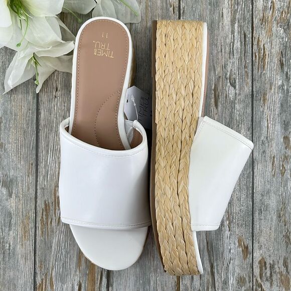 Women's Dressy Raffia Platform Slide Sandals Shies Size 11 - Picture 3 of 12